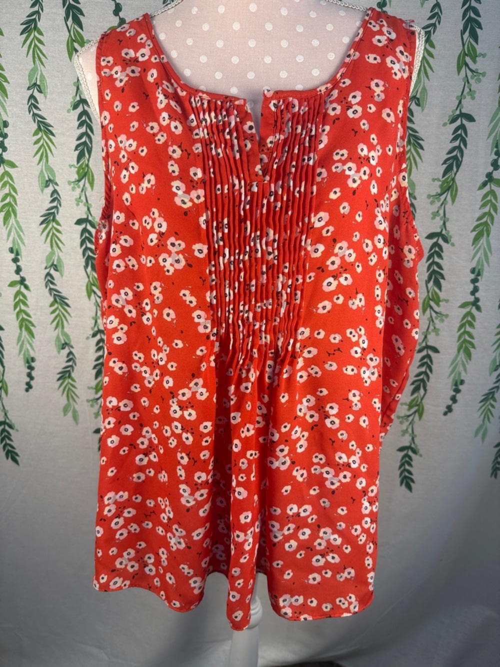 Essentials by ABS Orange Floral Sleeveless Top B5